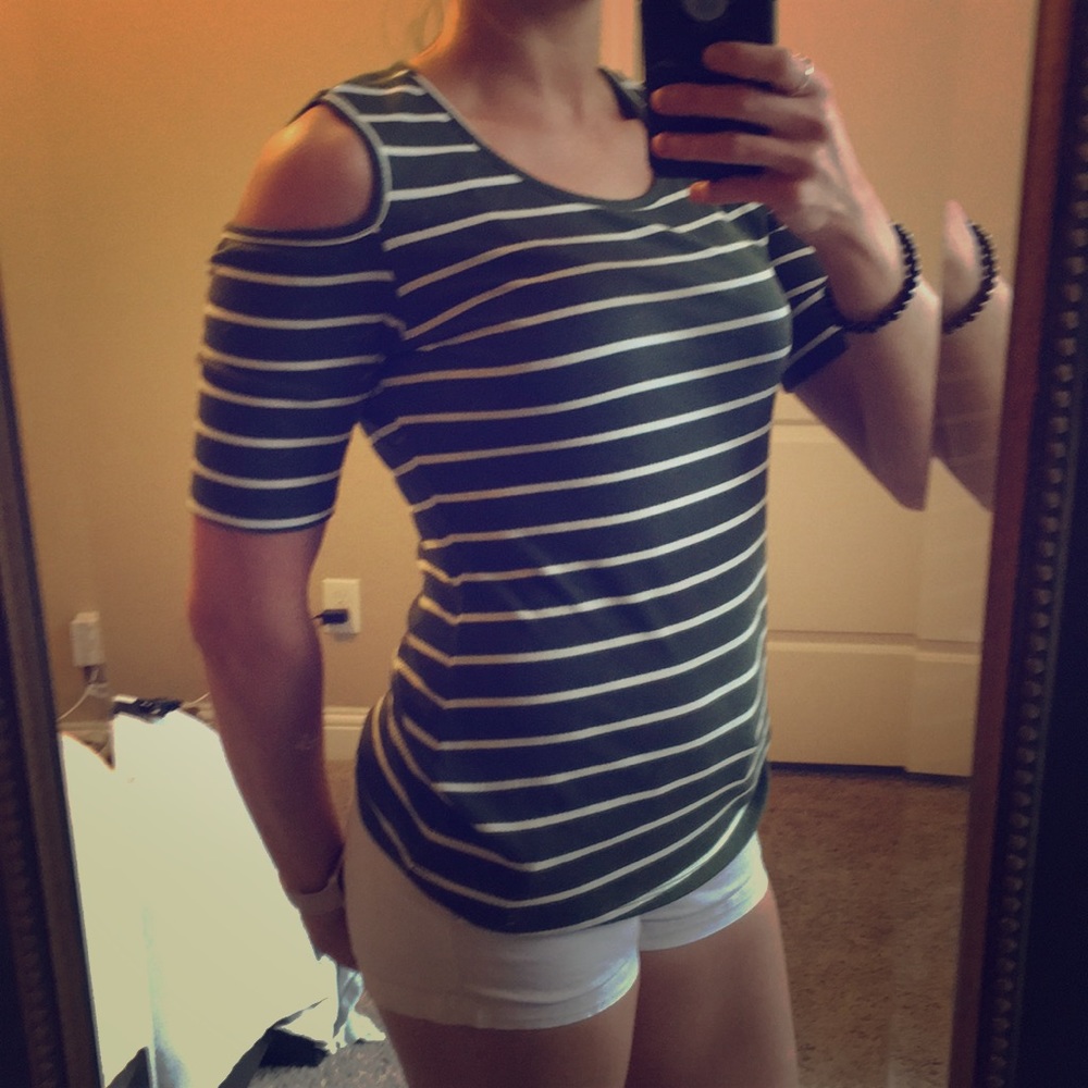 Green and white blouse